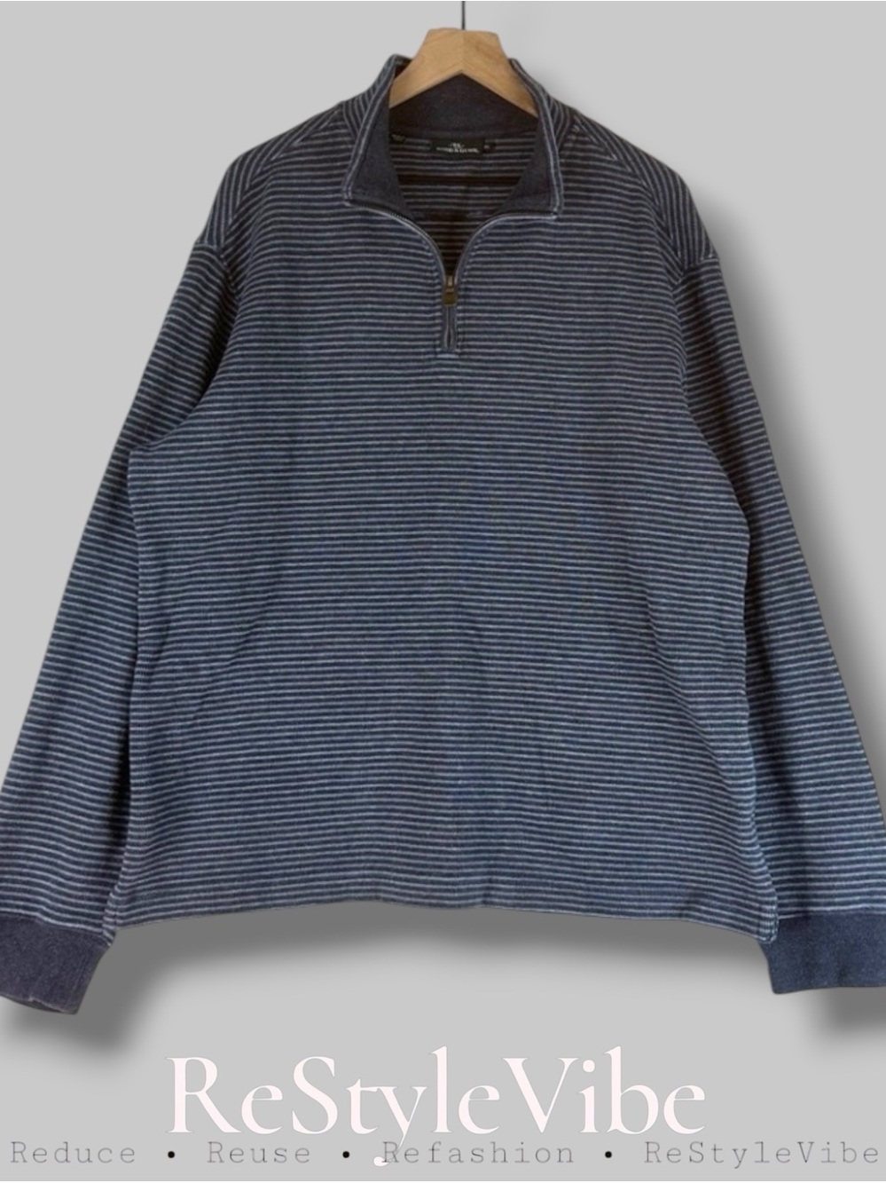 RODD & GUNN Men’s Size XL Shirt Pullover Knit Striped Quarter Zip Sweater